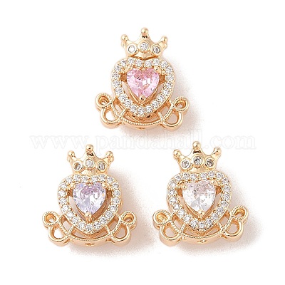 Золотистые латунные бусины с цирконием микро паве KK-B100-036G-1