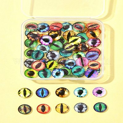 60шт полукруглые стеклянные кабошоны с глазом GGLA-FS0001-16A-1
