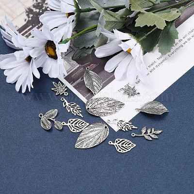 Смешанный стиль тибетский стиль сплава лист подвески TIBEP-F040-01AS-1