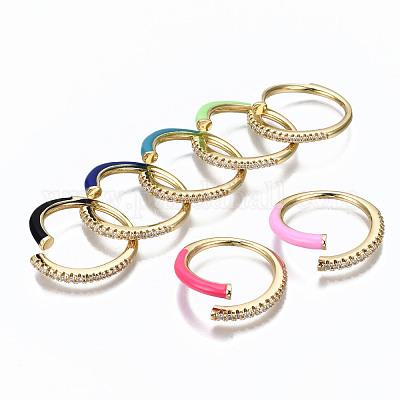 Латунные кольца из манжеты с прозрачным цирконием RJEW-S045-065-NR-1