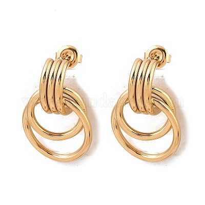 Серьги-гвоздики с закрученным кольцом из нержавеющей стали 304 EJEW-P324-06G-1