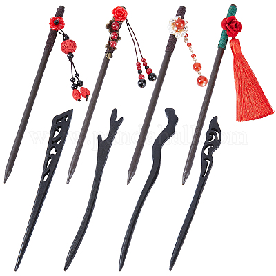 8шт. 8 деревянных палочки для волос OHAR-PH0001-24-1