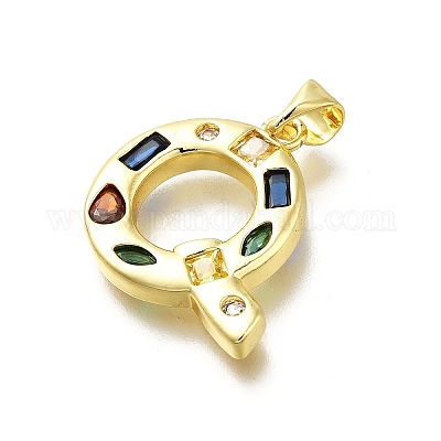 Латунные микропаве прозрачные подвески с фианитом KK-G521-01G-Q-01-1