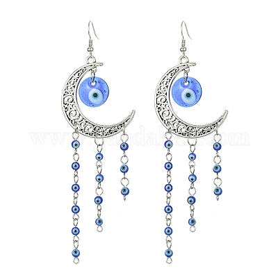 Серьги-люстры из сплава в тибетском стиле в форме полумесяца EJEW-JE05515-1
