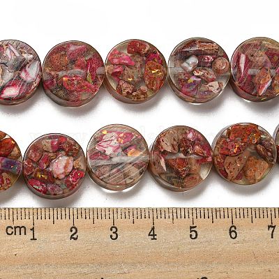 Окрашенная натуральная императорская яшма с нитями смоляных бусин G-G083-E03-01-1