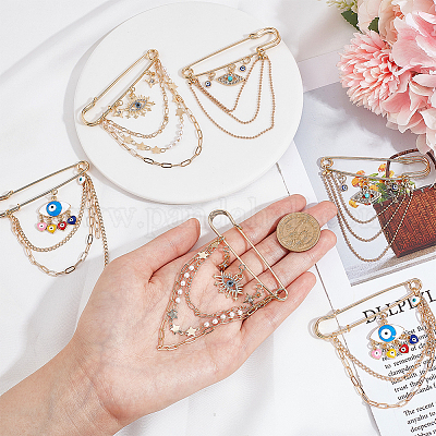 6 шт. 3 набора брошей в форме злого глаза из сплава JEWB-NB0001-21G-1