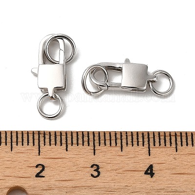 Антикоррозийные застежки-карабины из стерлингового серебра с родиевым покрытием 925 пробы с соединительными кольцами STER-D006-24P-1