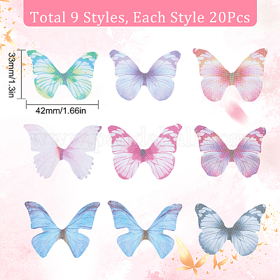 Wholesale SUNNYCLUE 1 Box 180Pcs 9 Style Organza Butterflies