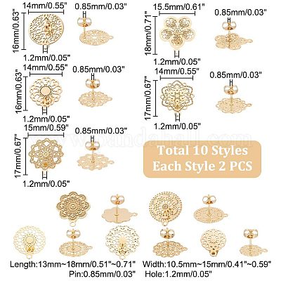 20 шт. 10 стиля серьги-гвоздики из нержавеющей стали 304 фурнитура STAS-UN0041-93-1