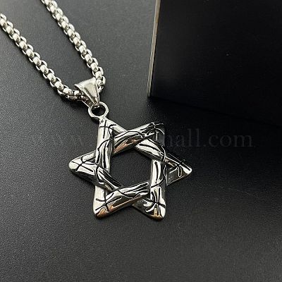 Ожерелье с подвеской в виде звезды Давида из нержавеющей стали 304 в стиле панк для модных студентов и пар DT0995-1