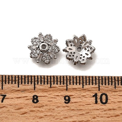 Колпачки для бусин из прозрачного кубического циркония из латуни KK-Z126-18P-1