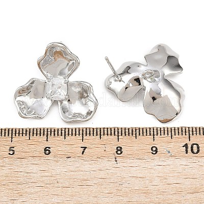 Фурнитура для сережек-гвоздиков из латуни с микропаве из прозрачных кубических цирконий KK-F921-03P-1