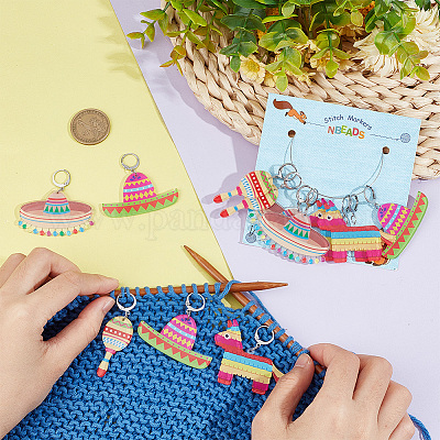 Cinco de mayo непрозрачные печатные акриловые подвесные маркеры петель с замком HJEW-AB00176-1