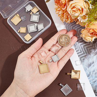 Набор для изготовления пустого квадратного кулона своими руками DIY-UN0005-46-1