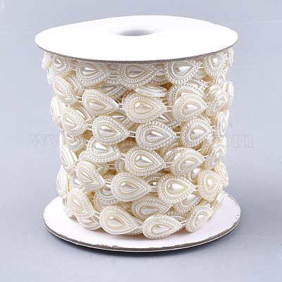 Абс пластика имитация жемчуга бисером отделка гирляндой AJEW-S073-14-1