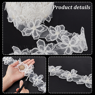 Кружевная отделка из органзы и цветов OCOR-WH0112-031-1