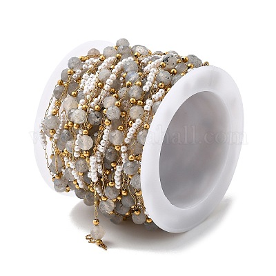 Цепочки ручной работы из нержавеющей стали 304 и натурального лабрадорита CHS-L031-06G-02-1