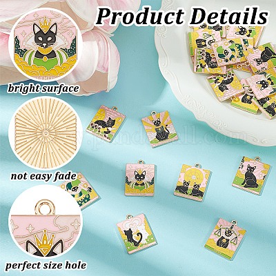 24шт 8 подвески из сплава ситила с эмалью прямоугольной формы ENAM-HY0001-43-1