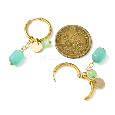 Натуральные серьги-кольца «кошачий глаз» EJEW-JE06001-1