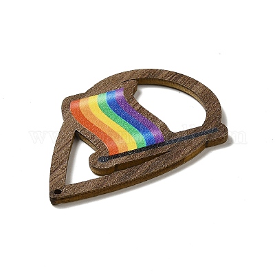 Большие подвески из осинового дерева с принтом в виде радуги/гордого флага WOOD-G014-02D-1