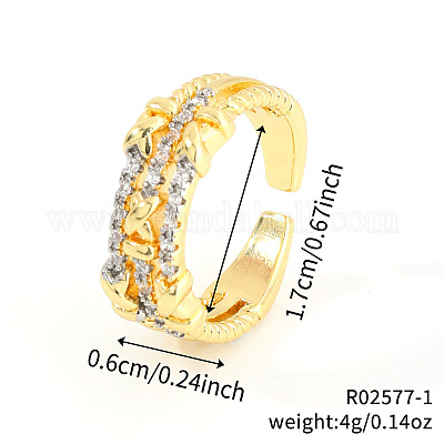 Латунные кольца из манжеты с прозрачным цирконием RC6141-2-1