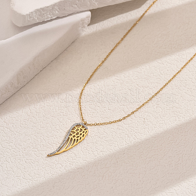 Ожерелья с подвеской в виде крыла из нержавеющей стали с кристаллами и стразами для ежедневного ношения JF5820-1