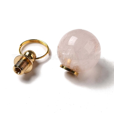 Подвески флаконы для духов из натурального розового кварца G-A026-02B-1