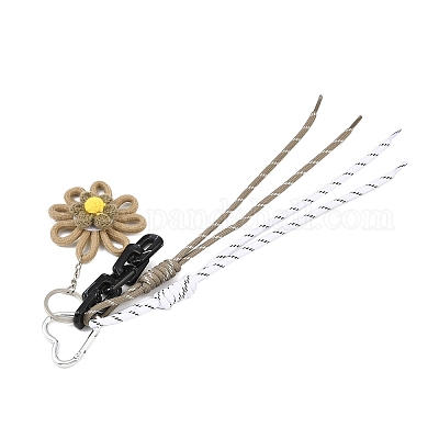 Подвесные украшения ручной работы из полиэстерового шнура и цветочных нитей HJEW-JM04422-02-1