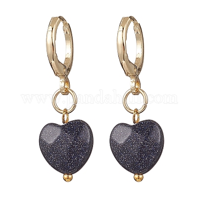 2 пара серег из латуни с синтетическим синим авантюрином EJEW-JE06617-1