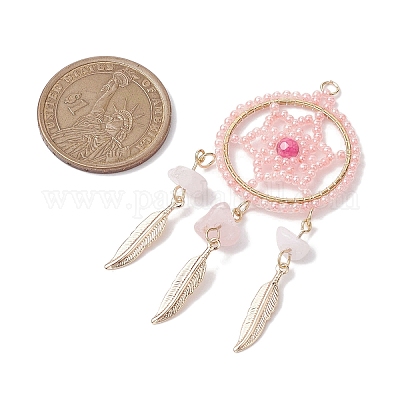 Большие подвески из натурального розового кварца PALLOY-MZ00231-01-1