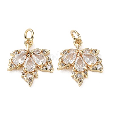 Подвески из латуни с покрытием из прозрачного кубического циркония KK-B078-02G14-01-1