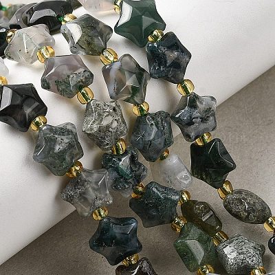 Природные моховой агат бисер нитей G-Z080-A27-10mm-1