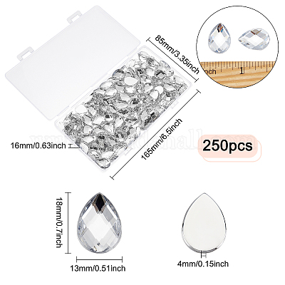 12 18mm Clear Acrylic Gems - Rectangle Jewel Beads