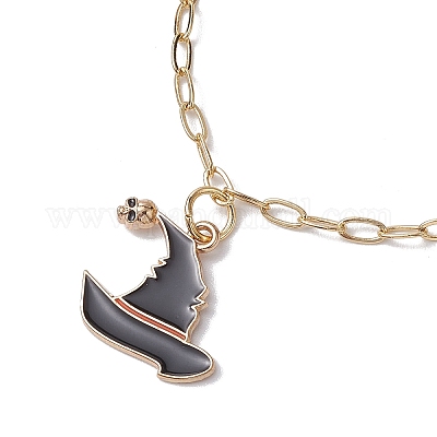 Браслеты с подвесками из сплава ведьмы и призрака с эмалью BJEW-JB10703-1