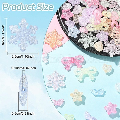 180 шт. 6 вида прозрачных акриловых бусин с эффектом кракле&nbsp;OACR-YW0004-30-1