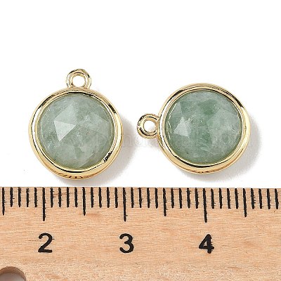 Плоские круглые подвески из натурального зеленого авантюрина G-U028-03G-08-1