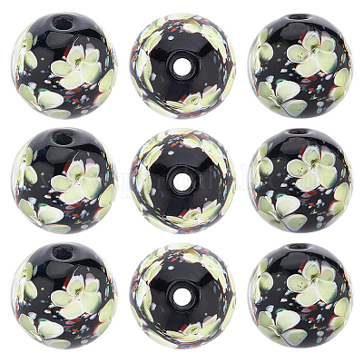 10 шт. бусины-лэмпворк ручной работы с внутренним цветком LAMP-PA0001-02C-1