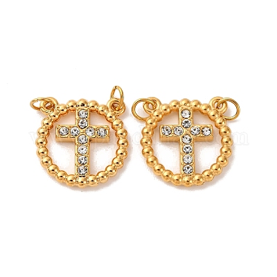 Подвески из нержавеющей стали 304 со стразами STAS-U061-10G-1