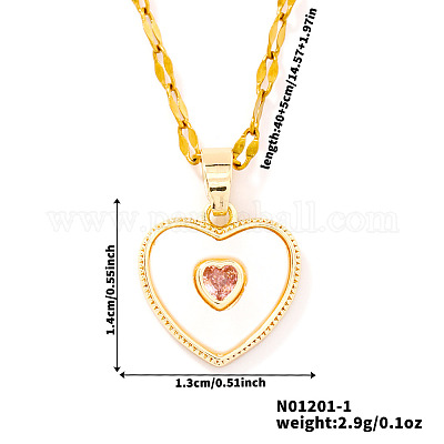 Шикарное женское ожерелье с подвеской в форме сердца из латуни с прозрачным кубическим цирконием UE8896-1-1