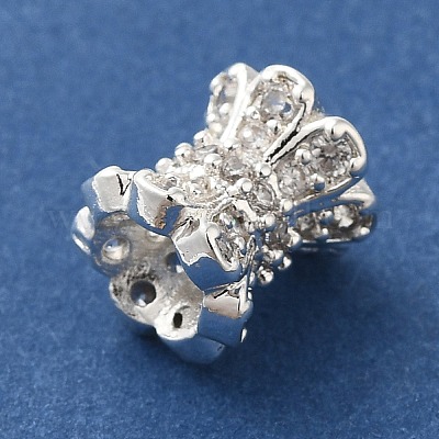 Латунные микро проложить кубического циркония бусы KK-C072-07S-1