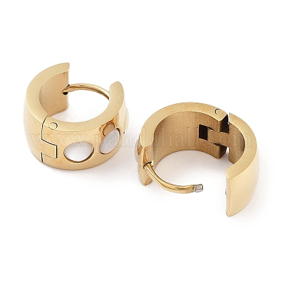 Ионное покрытие (ip) нержавеющая сталь 304 и натуральные ракушки серьги-кольца для женщин EJEW-C096-26B-G-1