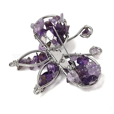 Брошь-бабочка из натурального аметиста G-A278-02P-06-1