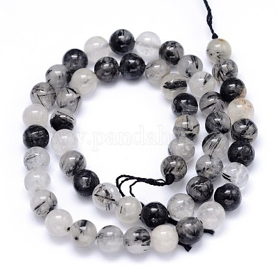 Круглые нити бусин из натурального рутилированного кварца G-F222-10-8mm-1