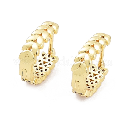 Серьга-кольцо из прозрачного кубического циркония EJEW-L264-001G-1