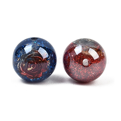 Светящиеся прозрачные смоляные бусины внутри цветка&nbsp;RESI-C070-09-1