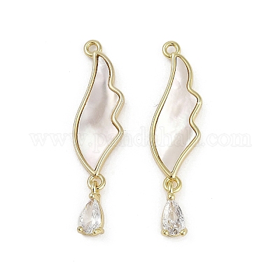 Подвески из латуни из натуральных ракушек KK-Z078-19G-1