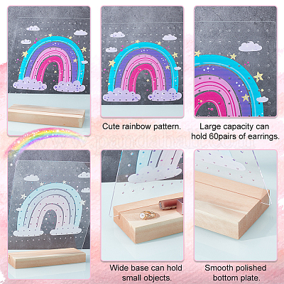 Прозрачные акриловые подставки для сережек с наклоном назад EDIS-WH0035-20A-01-1