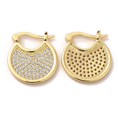 Прозрачные круглые серьги-кольца с кубическим цирконием EJEW-A095-02G-1