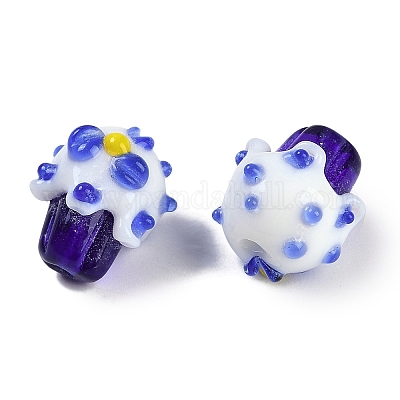 Бусины ручной работы в технике лэмпворк с неровностями LAMP-I027-04C-1