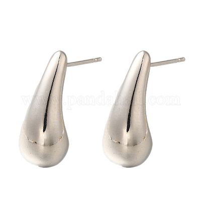 Серьги-гвоздики из латуни в форме капли с покрытием стойки EJEW-H143-18P-01-1